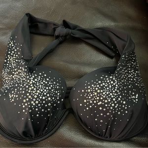 Women’s black rhinestone bikini top